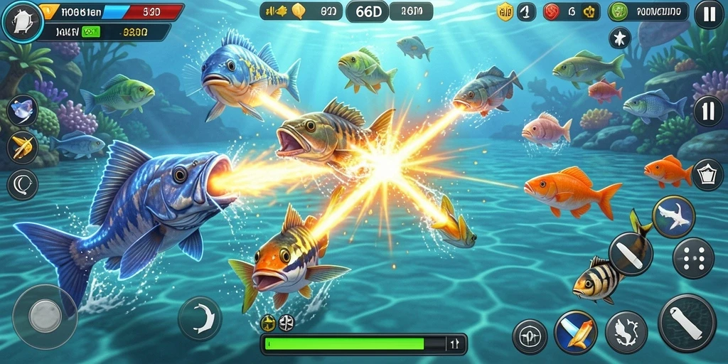Gameplay seru Tembak Ikan di 66D dengan grafis menawan.