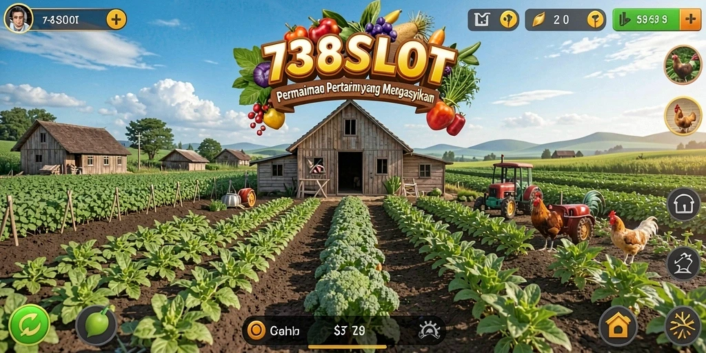Screenshot gameplay 738SLOT menampilkan pengalaman pertanian yang seru.