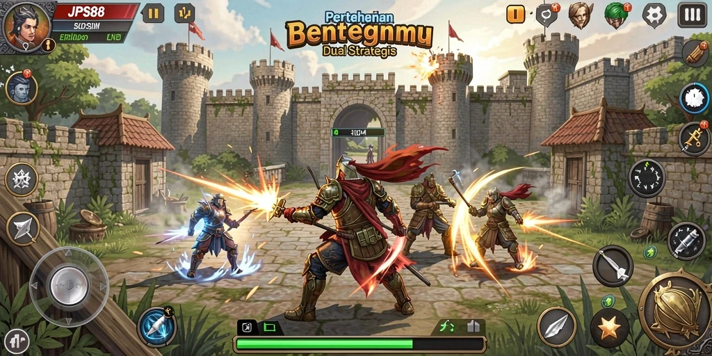Tampilan gameplay seru dengan strategi menara bertahan.