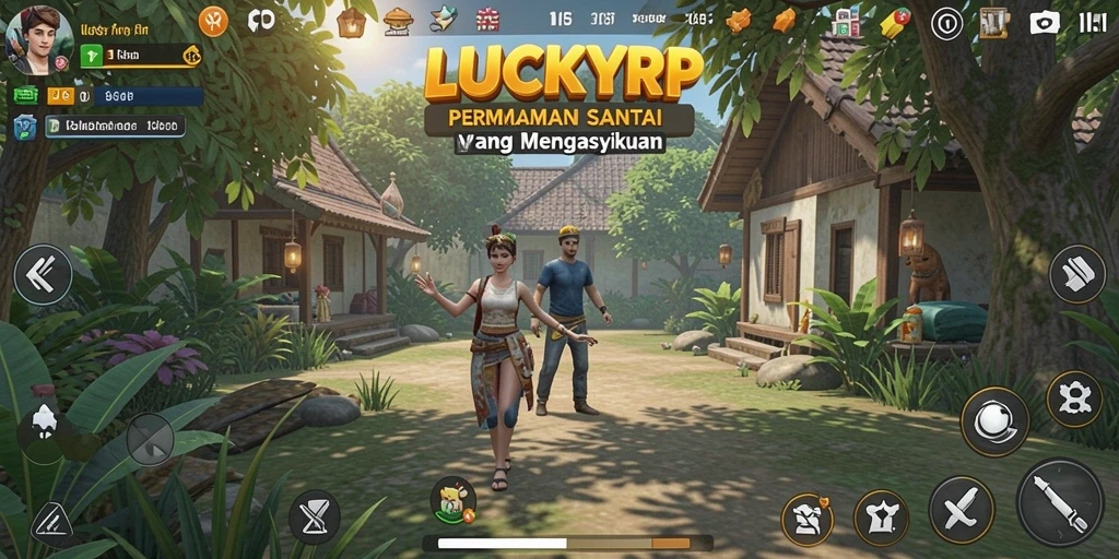 Tampilan gameplay yang ceria dan penuh warna dari LUCKYRP.