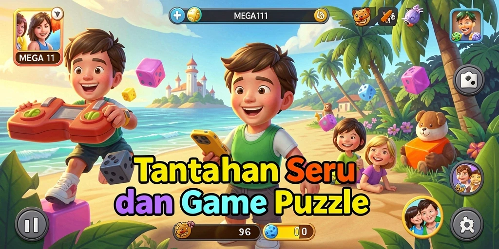 Tampilan menarik gameplay puzzle di MEGA111.