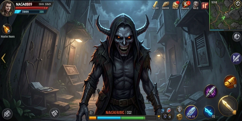 Screenshot gameplay NAGA889 dengan suasana Horror yang mencekam.