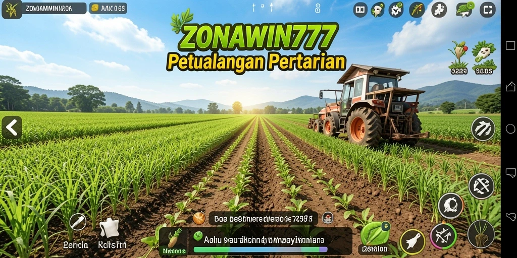 Tampilan gameplay seru dalam ZONAWIN777 yang menyuguhkan dunia pertanian.